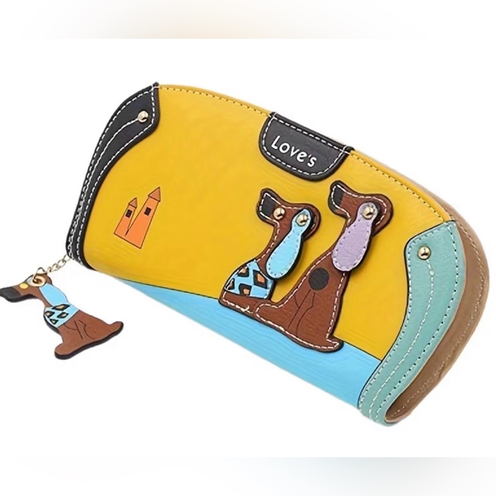 New Dachshund Yellow and Blue Wallet - Picture 1 of 3